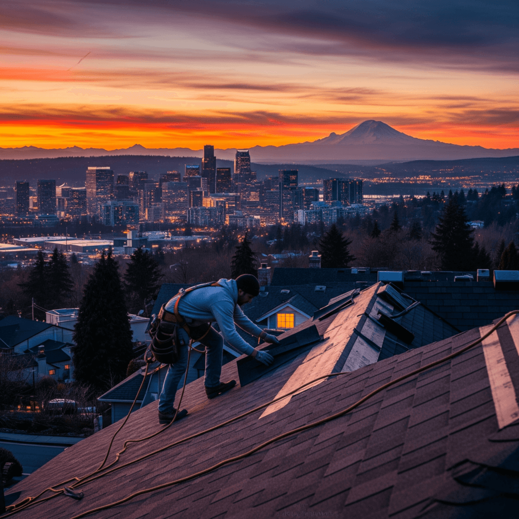 Professional roof repair in Bellevue WA after storm damage